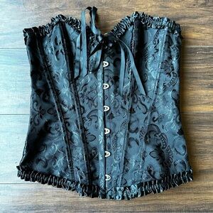 Black Ruffle Lace Tie Corset